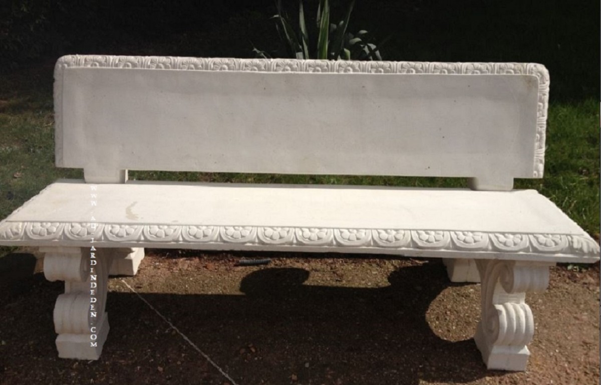 Statue De Jardin En Pierre - 2 Lutins Sur Banc - Résistante Au Gel Et Aux Intempéries - Poids 12,6 Kg - Fabriquée En Allemagne - Environ 35x25 Cm